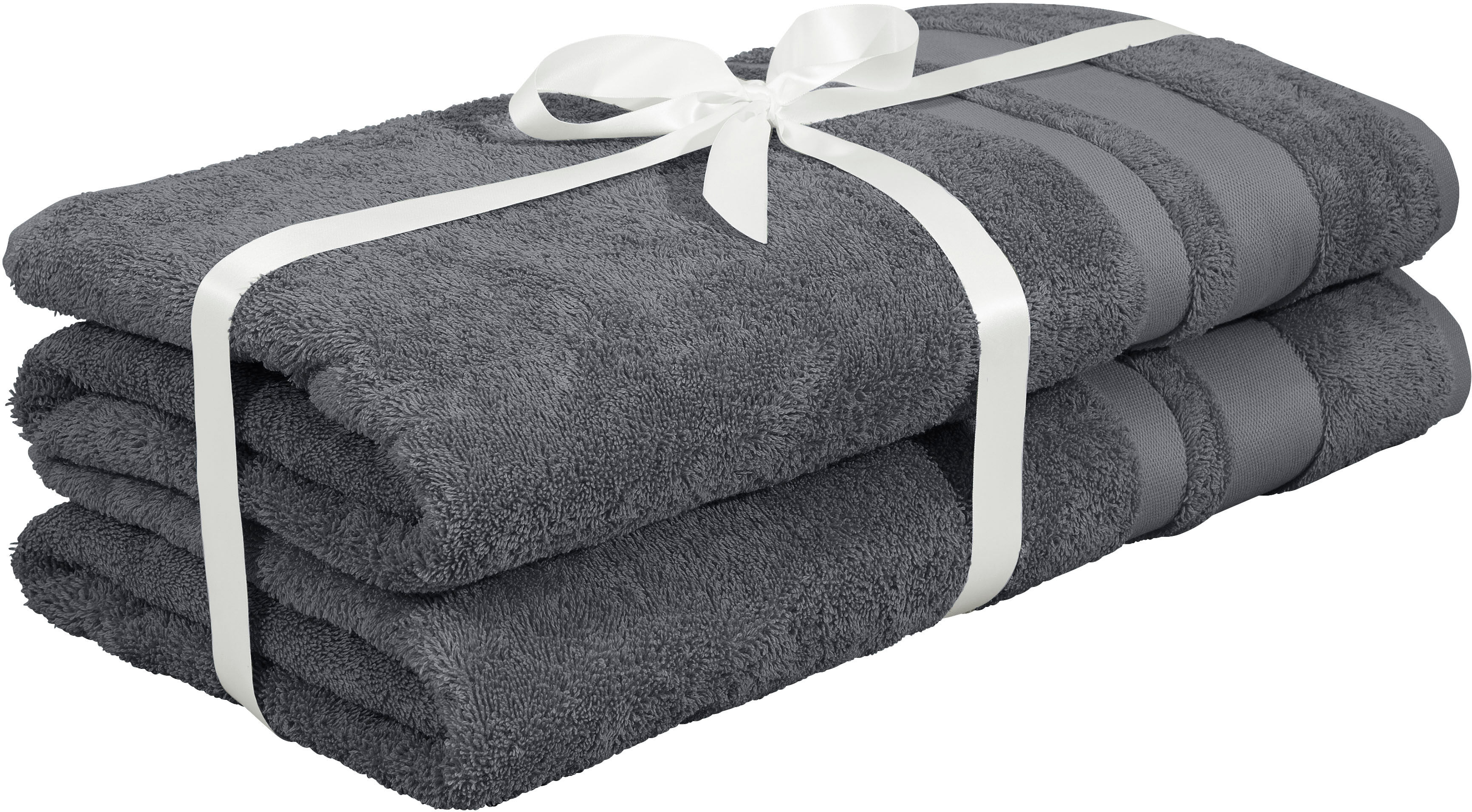 Saunatuch OTTO HOME "Vanessa, 2 Saunatücher, 80x200cm, in Standard- und Premium-Qualität", grau (stone), B:80cm L:200cm, Walkfrottee, Obermaterial: 100% Baumwolle, Handtücher, Handtücher mit Bordüre, 100% Baumwolle, einfarbig, weich