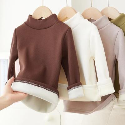 Uplifted Goods Children Long Sleeve Half High Collar T Shirt For Boys And Girls white 5t
