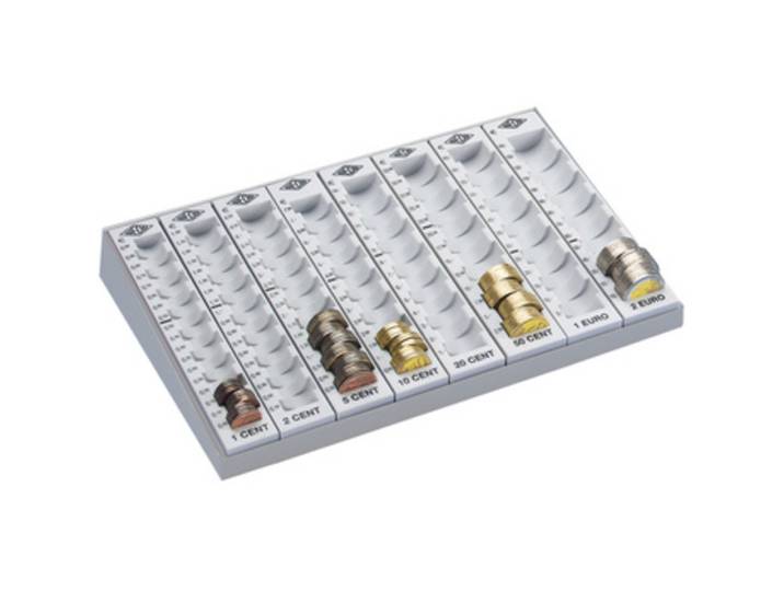 Monnayeur monobloc avec 8 rangées amovibles, gris