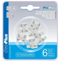 ProPlus 490340 Satz Flachsicherungen Standard 25A neutral 6 Stück im Blister KFZ-Sicherungen