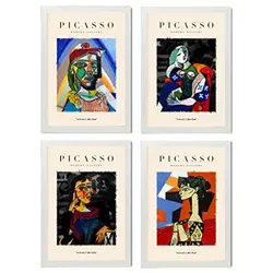 POSTER Set mit 4 PicassoSammlung der Trauer Ästhetische A4 Weißer Rahmen