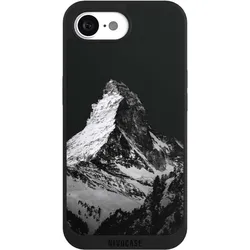 Nivocase Handyhülle für Apple iPhone 16e Hülle NIVOpure Case Schwarz Alpspitze Berg Schnee (Apple iPhone 16e), Smartphone Hülle, Schwarz