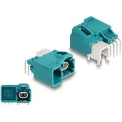Delock HDMTD single + Powerpin Stecker gewinkelt für PCB, Elektronikkabel + Stecker, Blau