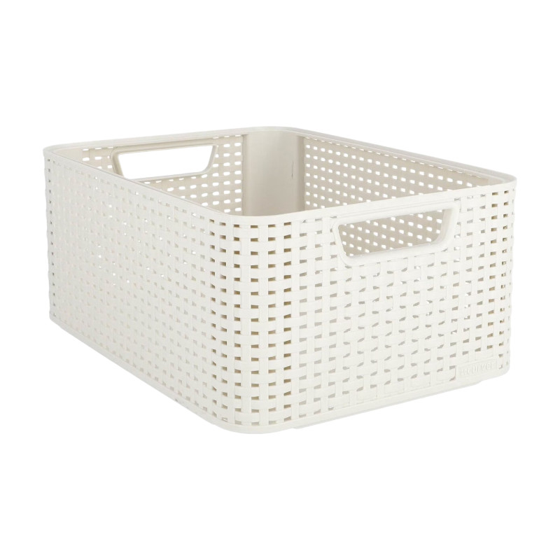 Curver Style opbergmand met handvatten - 18 liter - Vintage wit - Open weave kunststof