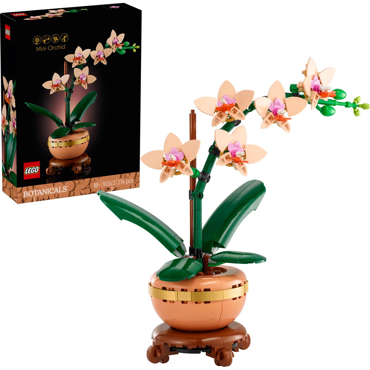LEGO Botanicals 10343 Mini-Orchidee - Kunstblumen Set für Erwachsene
