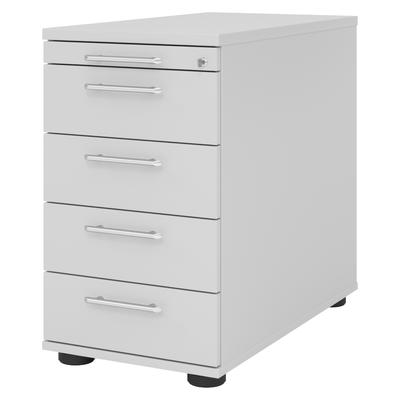 bümö Schreibtisch Schrank abschließbar, Schubladenschrank Holz in grau, Container mit Schubladen - Schubladen Schrank Büro, Schreibtisch Container