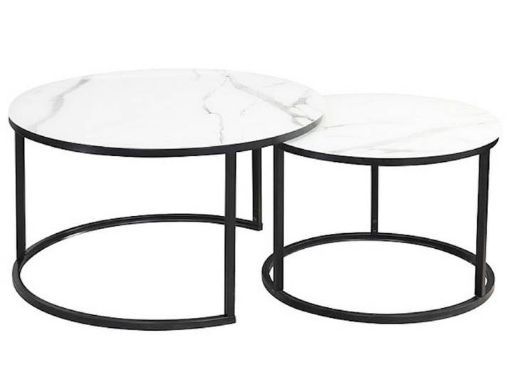 Feldmann-Wohnen Couchtisch Atlanta C, 80x80cm 60x60cm Marmor weiß schwarz