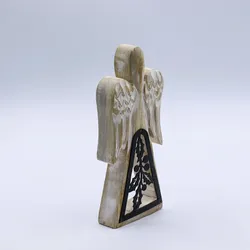 Mango Wood Angel - Whitewash with Iron Decor Cut Out
