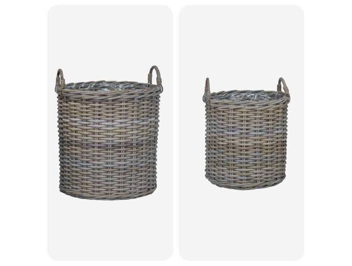 SALALIS - Panier à Plantes avec stockage 2 pcs Gris Rotin Lacak