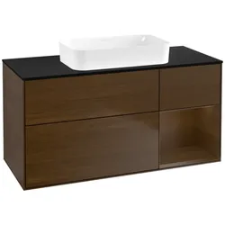 Villeroy und Boch Finion Waschtischunterschrank G712GNGN 120x60,3x50,1cm, Regal rechts Walnut veneer, Walnut veneer