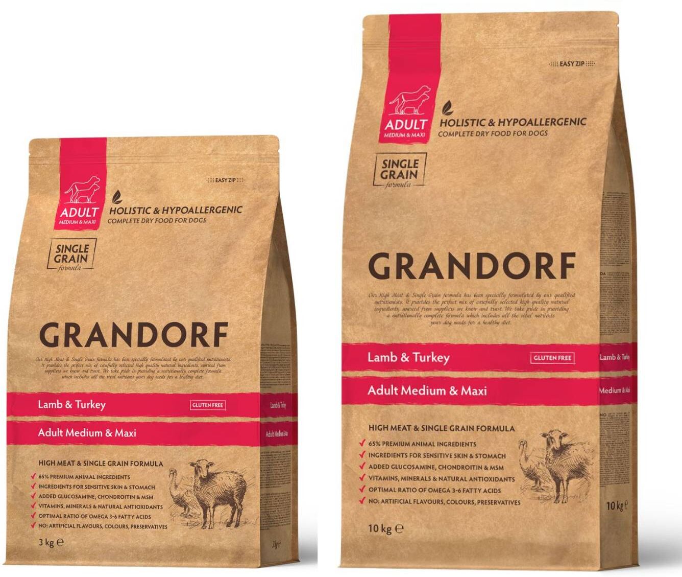 Grandorf Adult Agnello e Tacchino Medium & Maxi per Cani Adulti 10 Kg