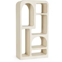 Bücherregal Cairo aus Mangoholz, modern, creme, 90 cm breit, 6 Fächer, für Dein Wohnzimmer