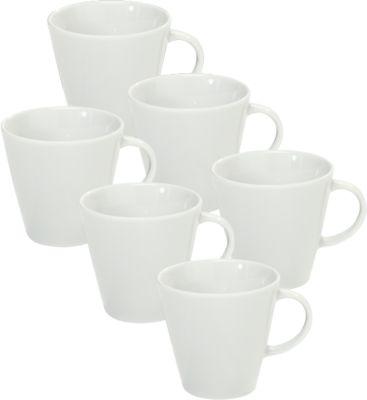Kaffeetasse Solea, uni, weiß, Porzellan, 6 Stück