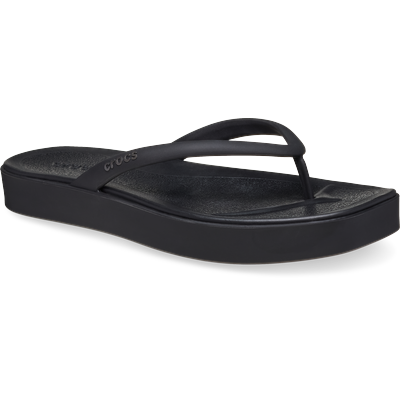 Zehentrenner CROCS "Miami Flatform Flip", Damen, Gr. 41, schwarz, Croslite™, Schuhe Zehentrenner, Strandschuh, Sommerschuh, Urlaubsschuh mit Zehensteg