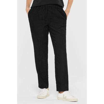Cordhose SENSES.THE LABEL, Damen, Gr. XS, Normalgrößen, schwarz, Cord, Material: 100% Polyester, unifarben, relaxed fit lang, Hosen Cordhose, mit Elastikbund