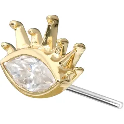 14 Karat Gold Aufsatz mit Titan Push Pin MOISSANIT-OVAL + SONNENSTRAHLEN