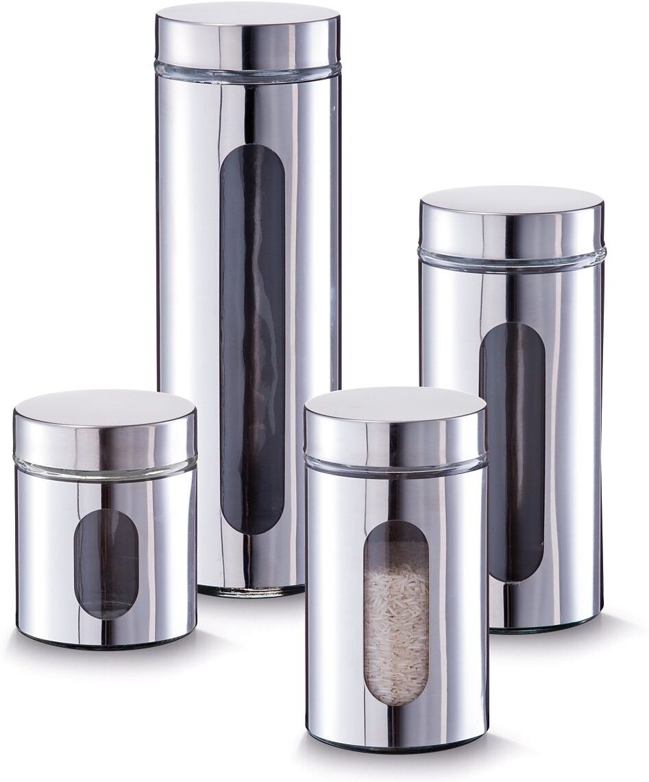 Vorratsdose ZELLER PRESENT, silber (silberfarben), Glas, Lebensmittelaufbewahrungsbehälter, Vorratsdose, Modernes Design hebt jedes Zuhause hervor silberfarben Einheitsgröße