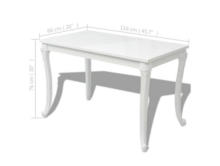 Table cuisine CLOUD Blanc Table à manger - Design Élégant - 116x66x76 cm - blanc brillant tt286