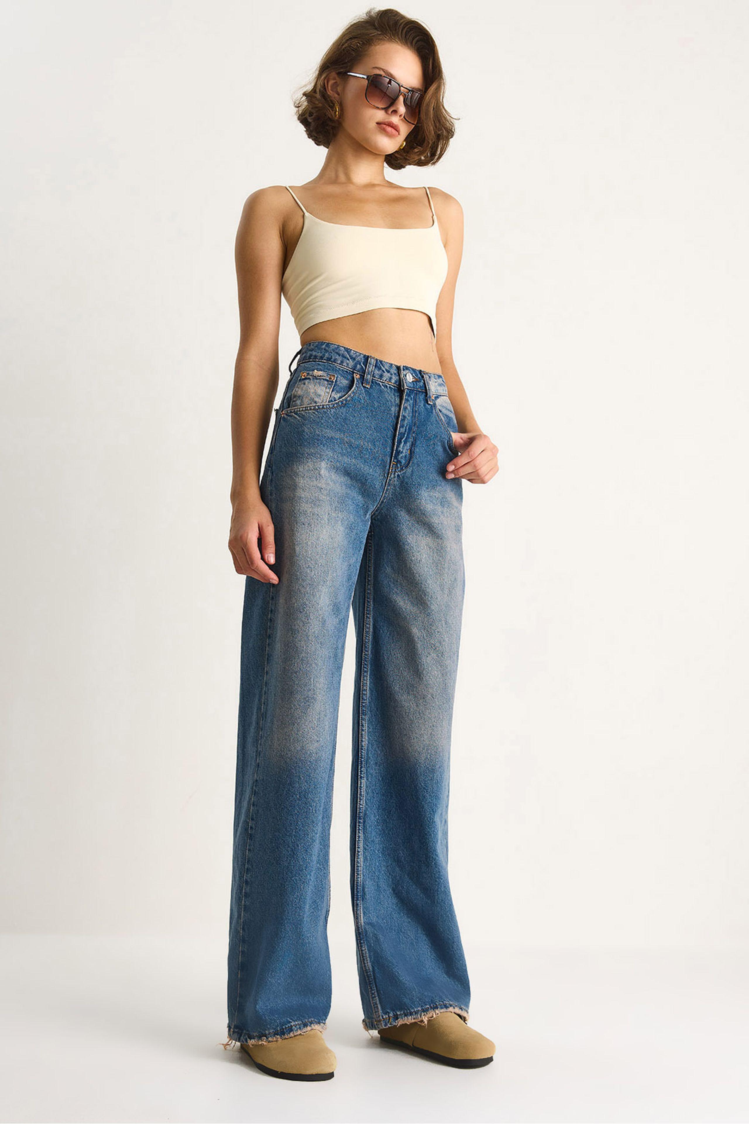 High Waist Wijde Spijkerbroek