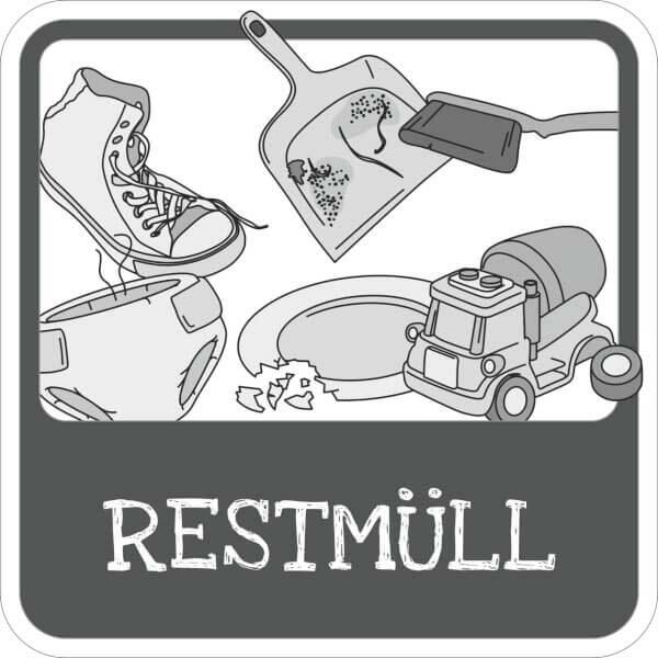 SafetyMarking® Hinweisschild Mülltrennung "Restmüll" 10 x 10 cm 21.1656