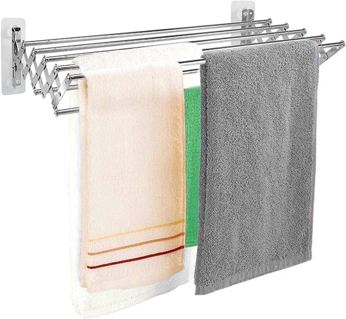Uitschuifbaar kledingrek zilverkleurig voor badkamer en balkon