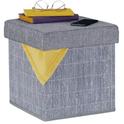Relaxdays Grauer Sitzhocker mit Stauraum Grau