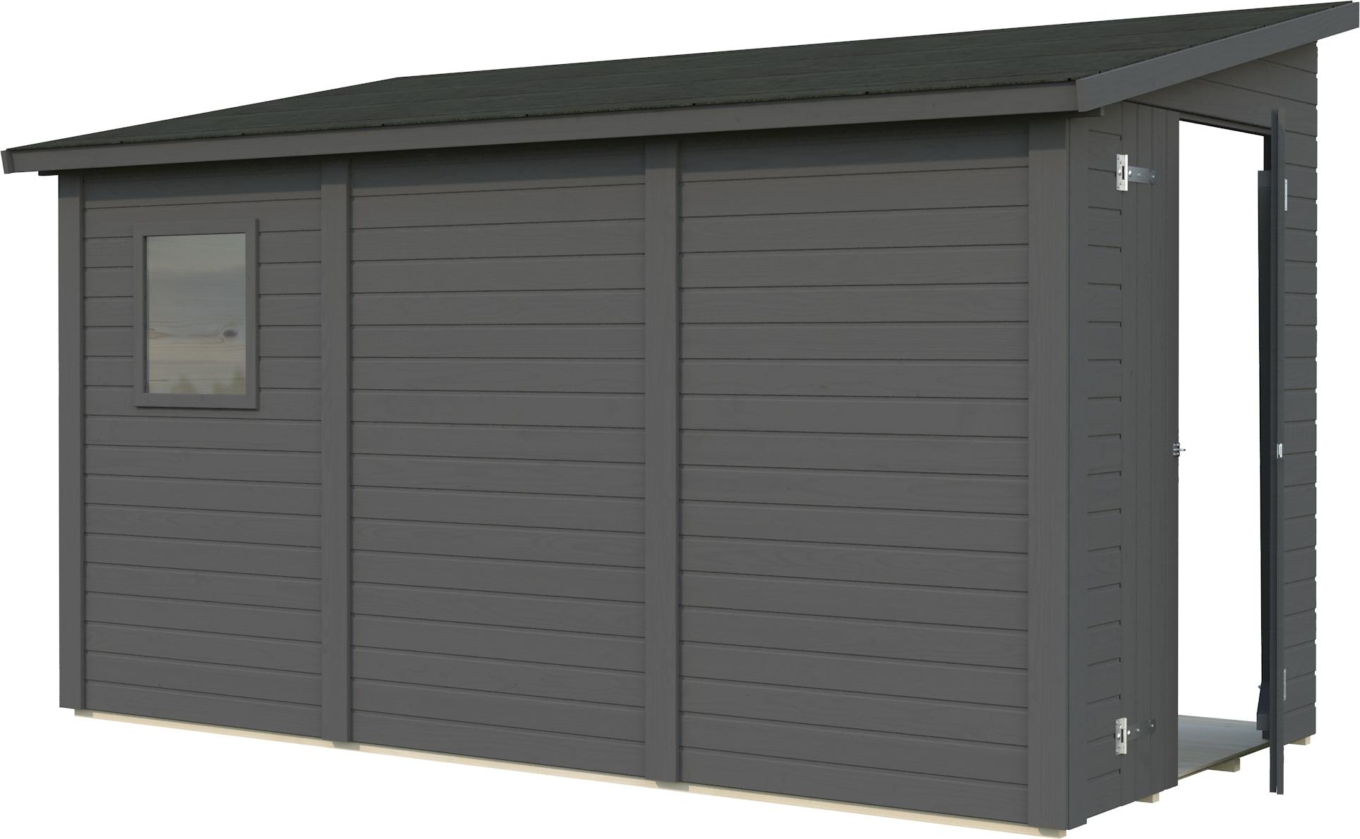 Gartenhaus Palmako Mia 5,4 m² inkl. Fußboden 354 x 178 cm dunkelgrau
