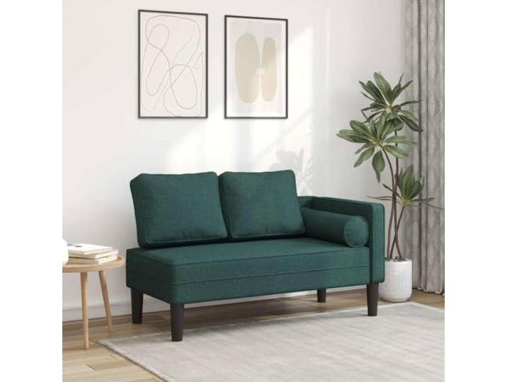 KFPOERTFGD Chaiselongue für Wohnzimmer Dunkelgrün Recamiere mit Kissen, Bequeme Liege für Entspannung, Polsterstoff mit Schaumstoffpolsterung, 116,5x62x57,5 cm