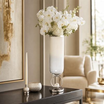 Sagebrook Home Glass Vase With Metal Base Stone