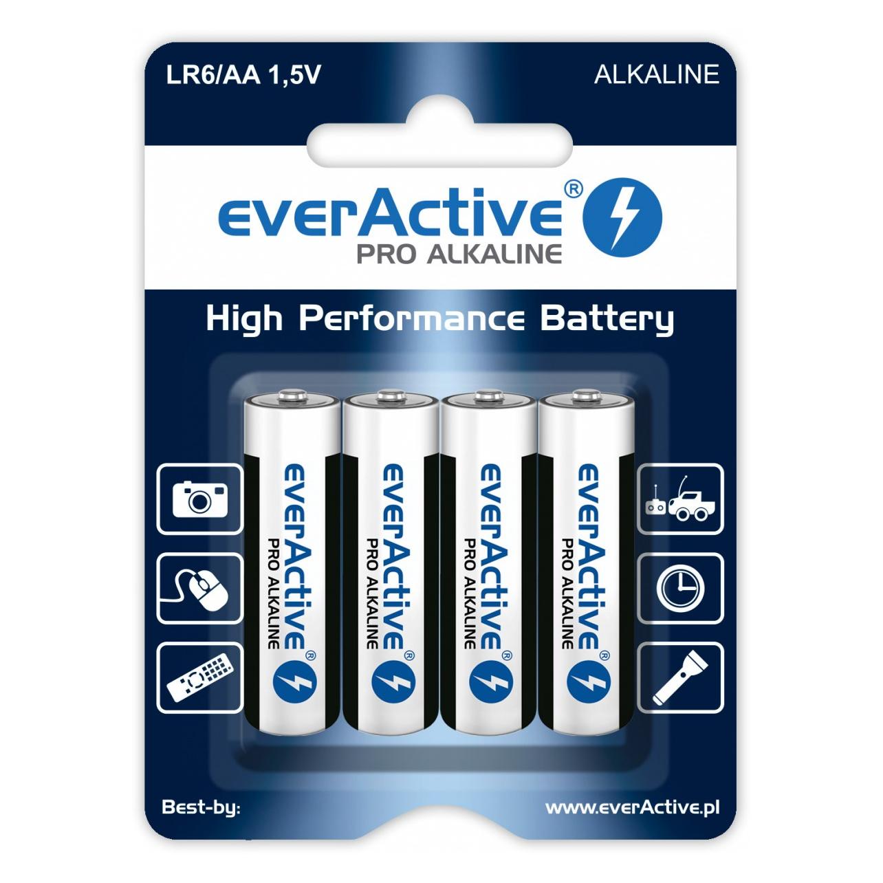 Everactive Alkaline batteries Pro LR6 AA - blister card - 4 - Batterie - Mignon (AA) (4 Stk., AA, 2900 mAh) (LR64BLPA)