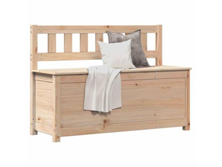 Sitzbank 110x41x76,5 cm Massivholz Kiefer Kastenbank mit Rückenlehne Rustikale Optik, geräumiger Stauraum, bequeme Rückenlehne, robuster Holzrahmen, Montageanleitung inklusive