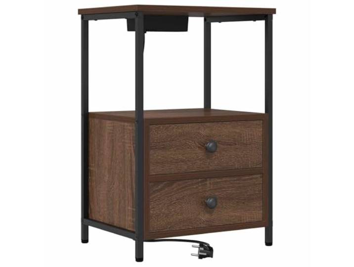Makastle Nachttisch Braun Eichen-Optik 40 x 31 x 60 cm Holzwerkstoff