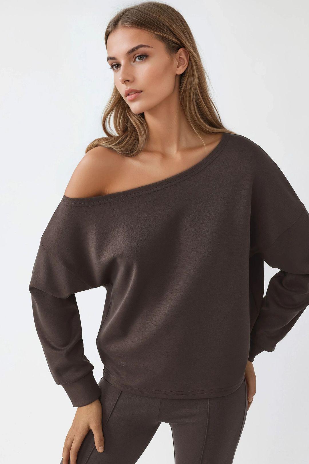 Asymmetrischer Kragen Relaxed Fit Sweatshirt