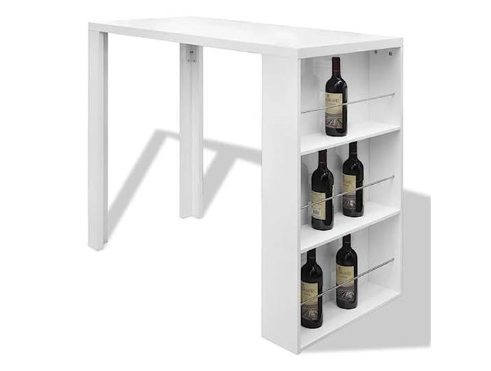 vidaXL Bartisch mit Weinregal MDF Hochglanz Weiß