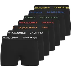 JACK&JONES Jungen Boxershorts, 7er Pack - JACBASIC TRUNKS, Baumwollmischung, Logobund Schwarz / 164
