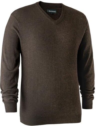 Deerhunter Mens Kingston Knit with V-Neck, Dark Elm