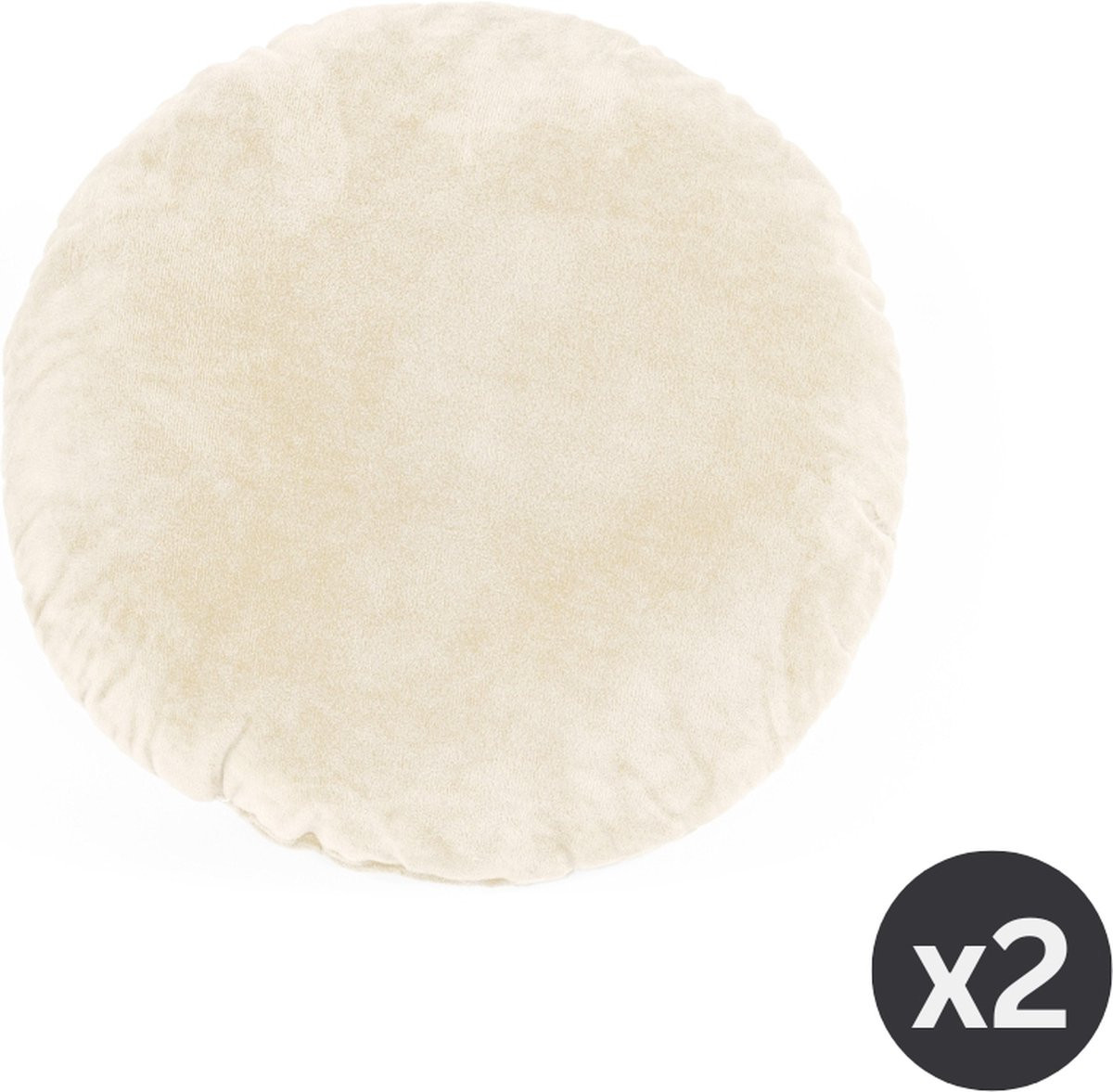 Tiseco Home Studio Rond Kussen Crystal Velvet - Ivoor - Diameter: 38 cm