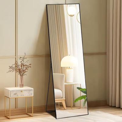 Uplift Essentials Modern Full Body Mirror With Stand Or Wall Mount 64x21 Inch Aluminum Frame gold arched