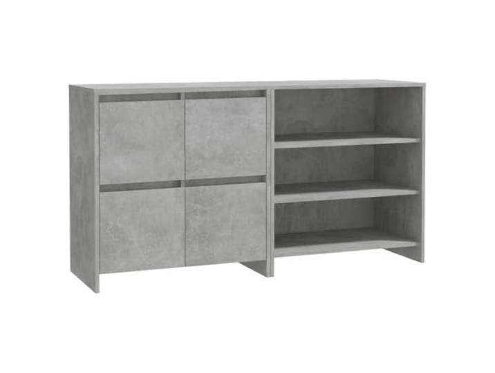 KGFHERENB 2-tlg. Sideboard Set Kommode Betongrau aus Holzwerkstoff Vielseitige Beistellschränke für Wohnzimmer und Schlafzimmer mit offenem Regal und Fächern hinter Türen.