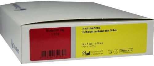 Biatain Ag Schaumverband 5x7cm nicht haftend 5stk