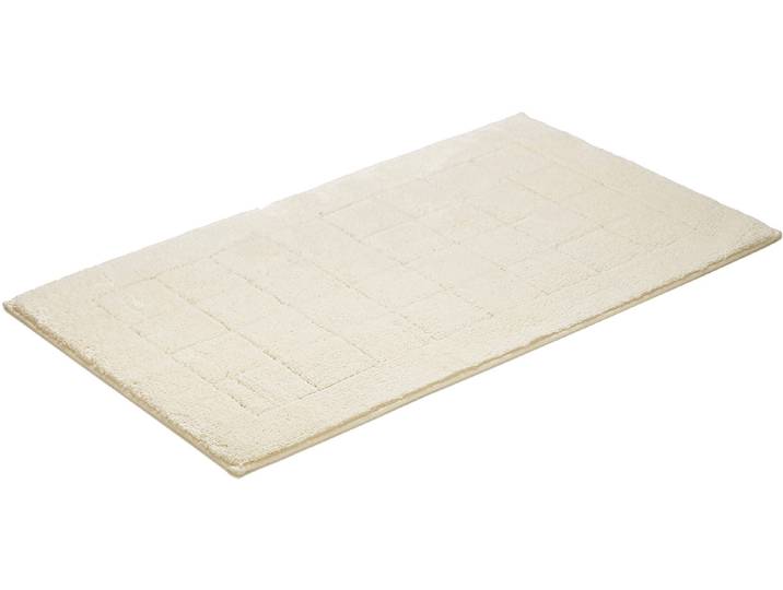 Badematte VOSSEN Exclusive Gr. 4, weiss (ivory), H:20mm, Baumwolle, Badematten, Badematte, Badteppich, Uni-Farben, Karo Muster, Hoch-Tief Effekt, reine Baumwolle