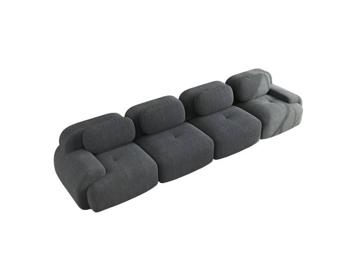 Meubles Cosy Sofa Modulares 4-Sitzer, mit Armlehnen, Cord, Grau, 103x70x388 cm, Wohnzimmer, Sofas & Couches, Sofas