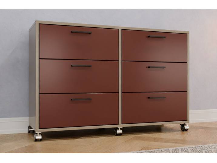 Rollcontainer nach Maß - RAL 8012 Rotbraun - 80x120x40cm - Individuell konfigurieren