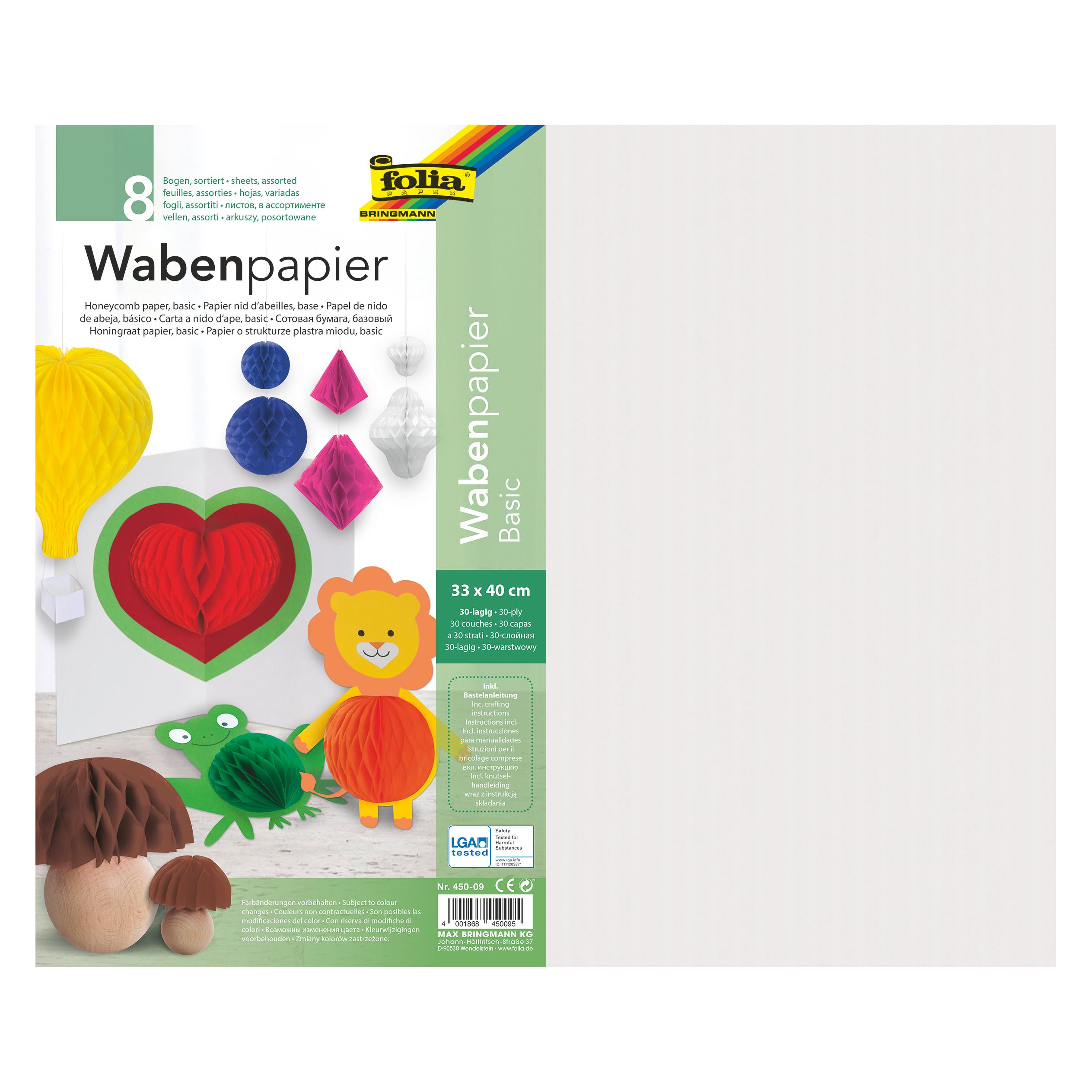 Folia Wabenpapier Basic farbsortiert 500 St. (450-09)