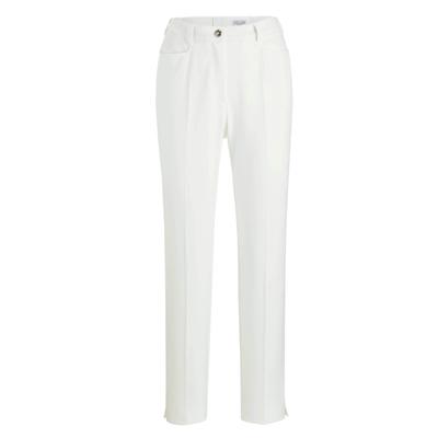Stoffhose GOLDNER "Bauchweghose Adelina mit Formbund", Damen, Gr. 38, N-Gr, weiß (cremeweiß), Obermaterial: 63% Polyester PES. 33% Viskose CV. 4% Elasthan EL., Hosen Stoffhose, Pflegeleichtes Material