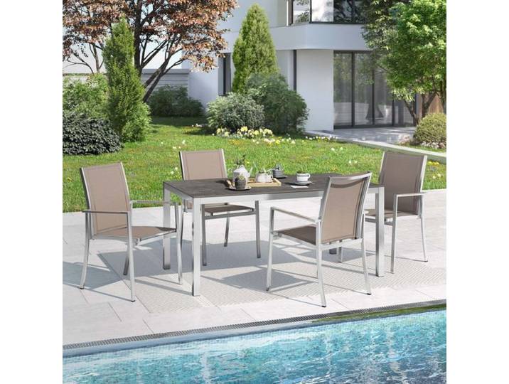 OUTLIV. Oviedo Gartenmöbel-Set M (4 Plätze) Tisch 160x90cm Taupe Hellgrau