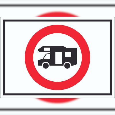 HB-Druck Wohnmobil Durchfahrt verboten Symbol Aufkleber A8 (52x74mm)