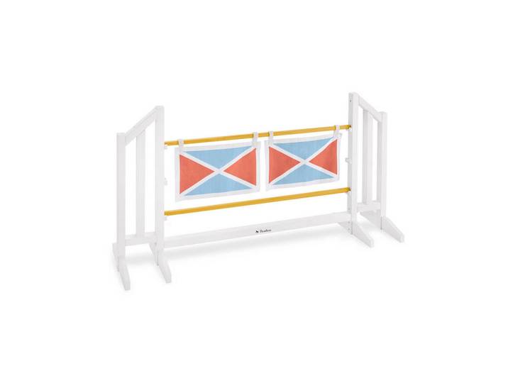Pinolino Hindernisparcour Stormy, Blau, Gelb, Rot, Holz, Tanne, 119x62x34 cm, Europäischer Sicherheitsstandard, Freizeit & Co, Gartenspielzeug, Sonstiges Gartenspielzeug