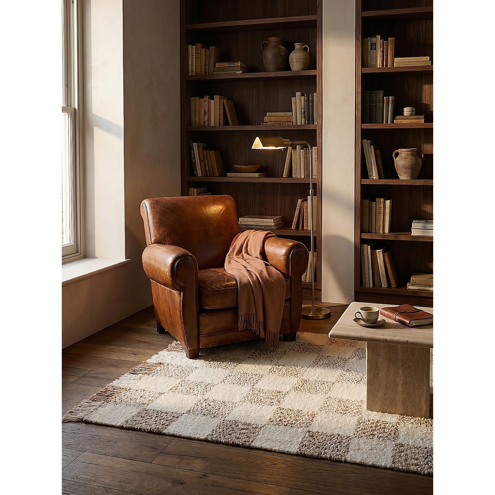 Teppich kariert Beige-Natur 160 x 230 cm - VYNE Kadima Design