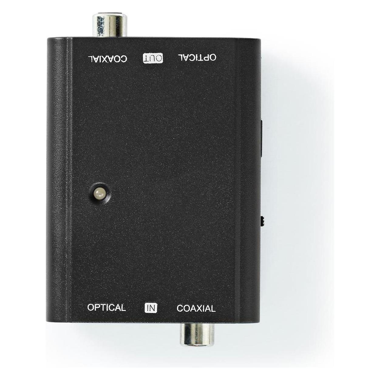 Nedis Digital Audio Converter 2-Weg Anschlüsse - Eingang: 1x S / PDIF (RCA) Buchse / 1x TosLink Buch (0.05 m, Toslink Kabel) (ACON2507BK)